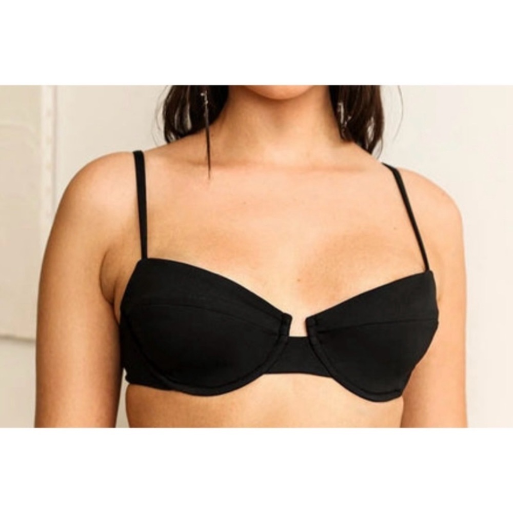 NEW DIPPIN DAISY’S Gigi Ribbed Underwire Bikini Top in Black